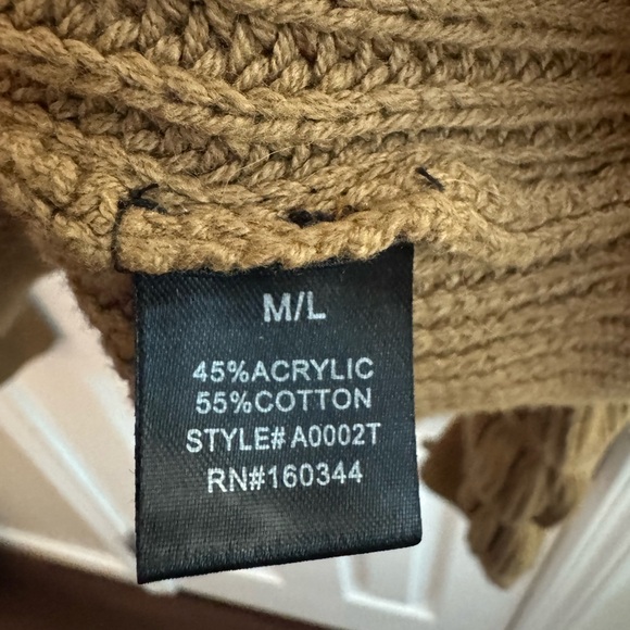 12TH Tribe Brown Knit Bubble Sleeve Cotton Blend Sweater  Size Medium/Large - Picture 5 of 6